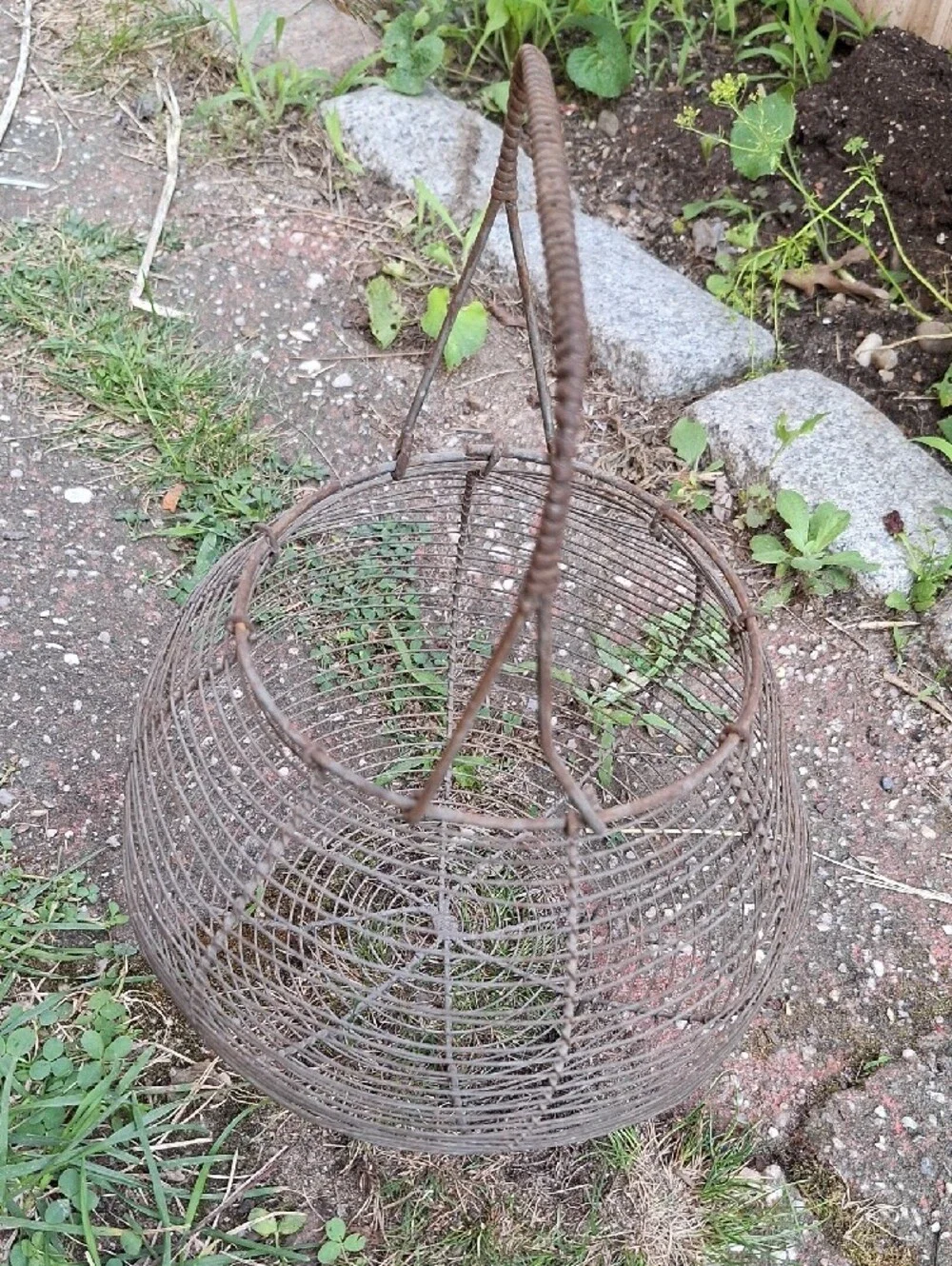 Large vintage french wire Egg Basket. Kitchen Storage & Decoration